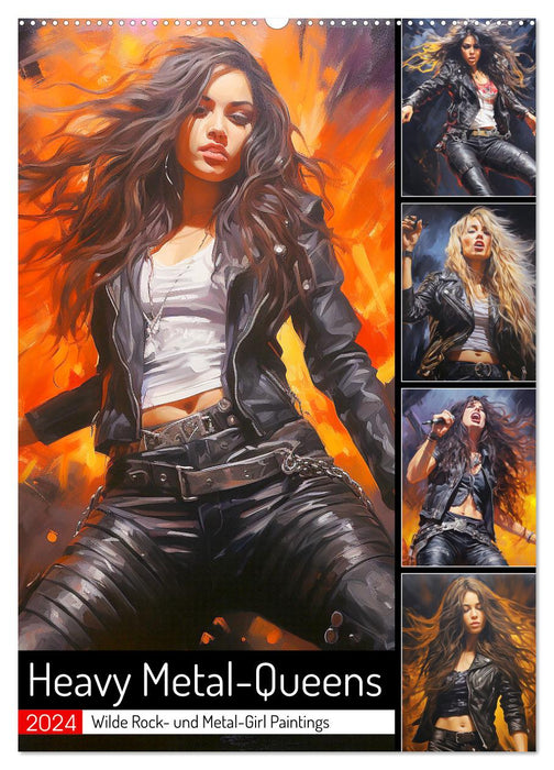Heavy metal queens. Wild rock and metal girl paintings (CALVENDO wall calendar 2024) 