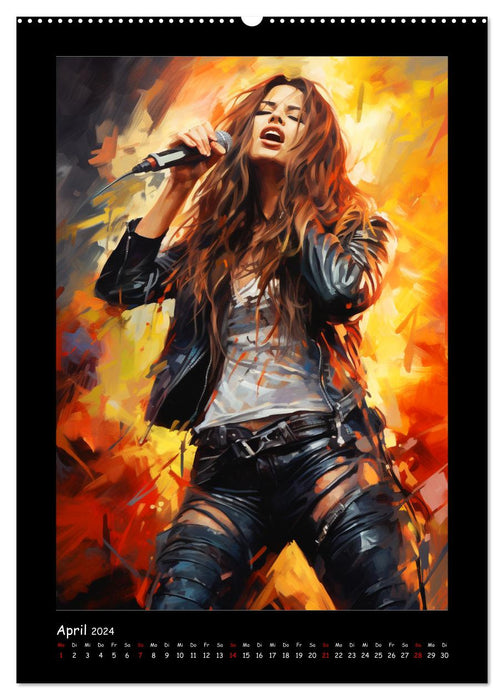 Reines du heavy metal. Tableaux de filles rock sauvage et métal (calendrier mural CALVENDO 2024) 