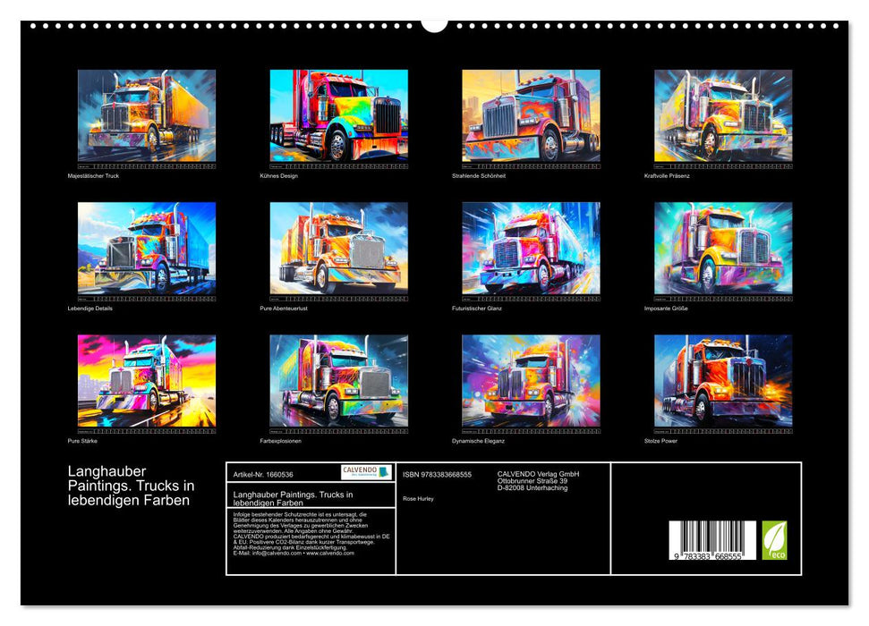 Peintures à capuchon long. Camions aux couleurs vives (Calendrier mural CALVENDO Premium 2024) 