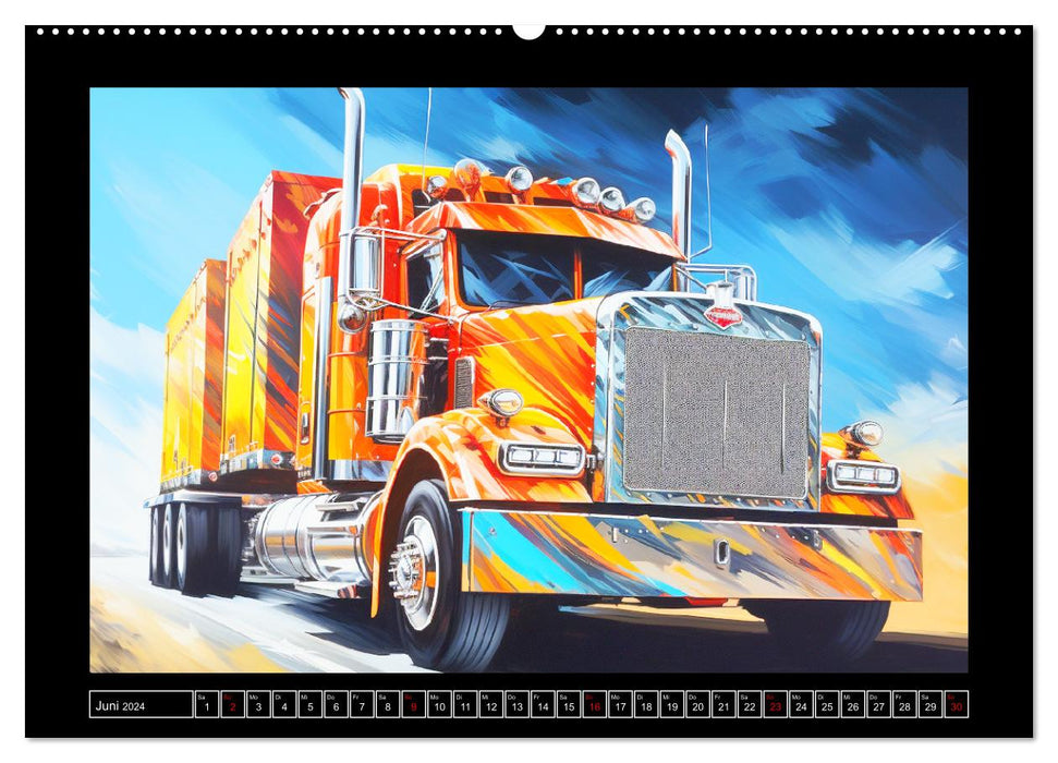 Long-hooded paintings. Trucks in vibrant colors (CALVENDO Premium Wall Calendar 2024) 