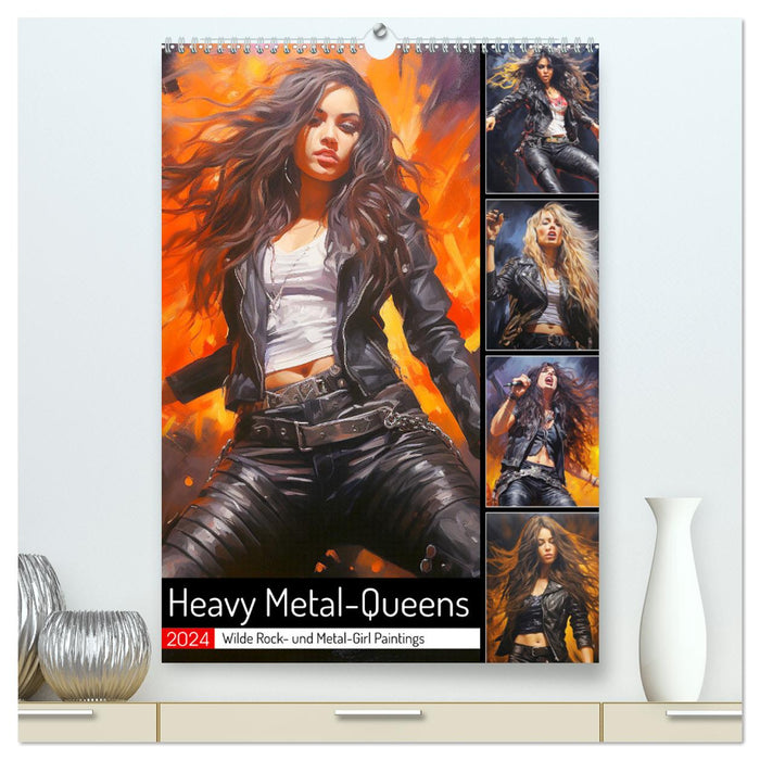 Reines du heavy metal. Peintures de filles de roche sauvage et de métal (calendrier mural CALVENDO Premium 2024) 