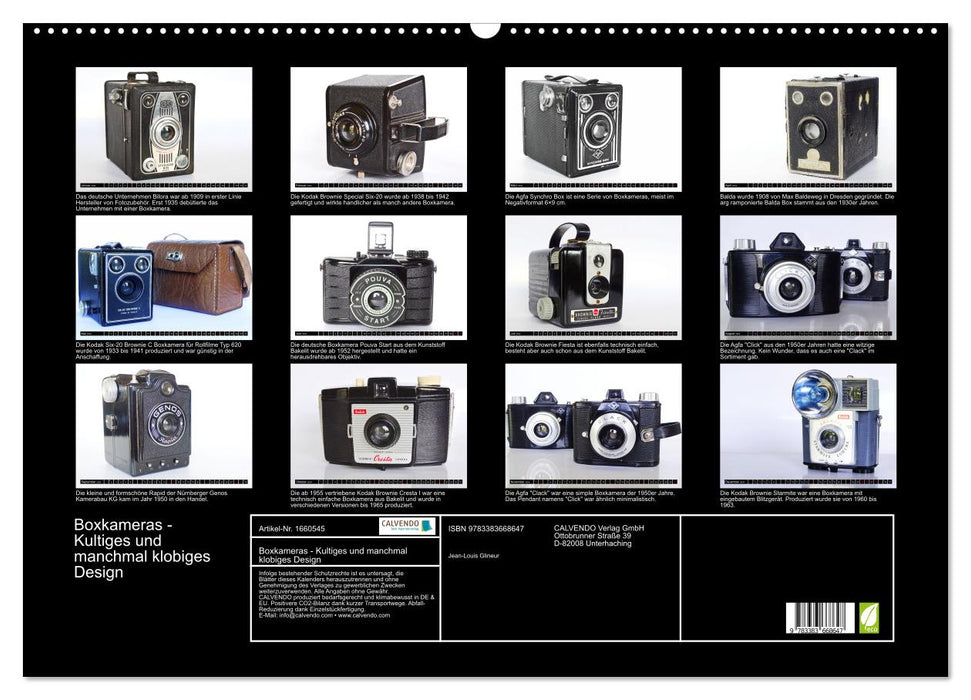 Boxkameras - Kultiges und manchmal klobiges Design (CALVENDO Wandkalender 2024)