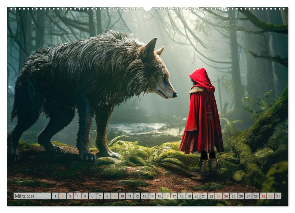 Rotkäppchen und der Wolf (CALVENDO Wandkalender 2024)