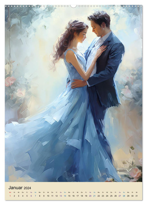 Herzgefühle – Tanzpaare im impressionistischen Stil (CALVENDO Wandkalender 2024)