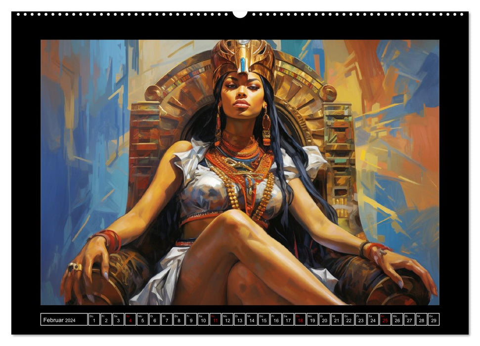 Egyptian queens and gods. Fantasy illustrations from an ancient empire (CALVENDO Premium Wall Calendar 2024) 