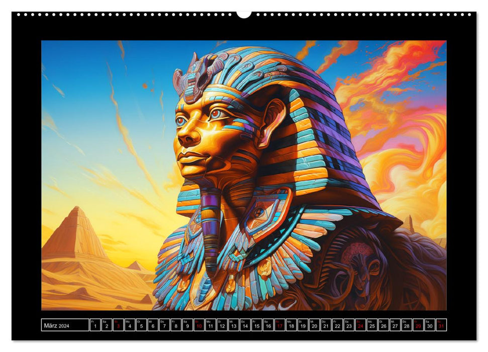 Reines et dieux égyptiens. Illustrations fantastiques d'un empire antique (Calendrier mural CALVENDO Premium 2024) 