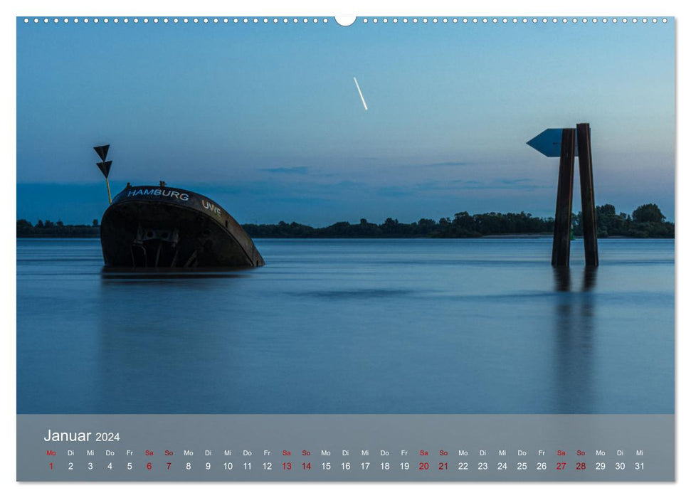 Hamburg bei Nacht (CALVENDO Premium Wandkalender 2024)