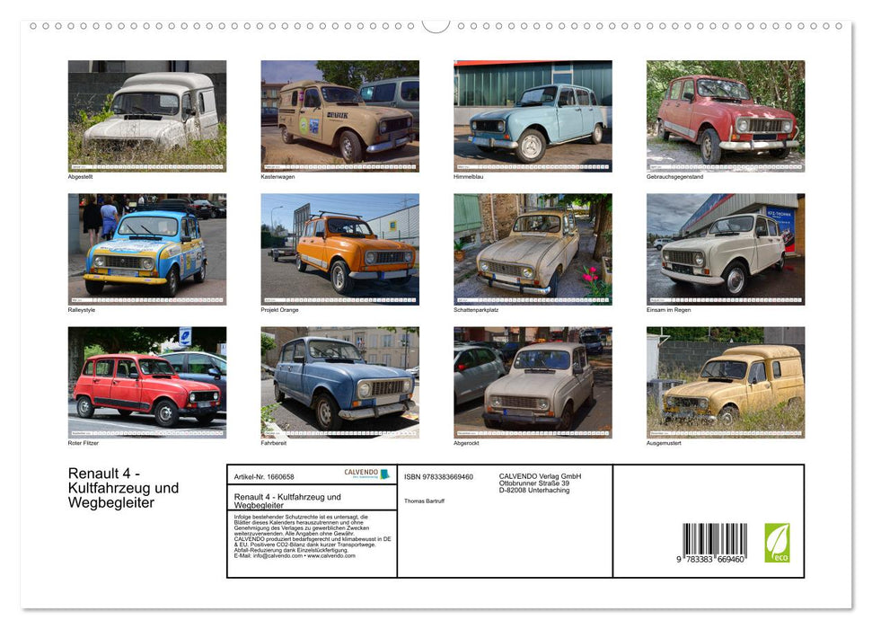 Renault 4 - Kultfahrzeug und Wegbegleiter (CALVENDO Premium Wandkalender 2024)