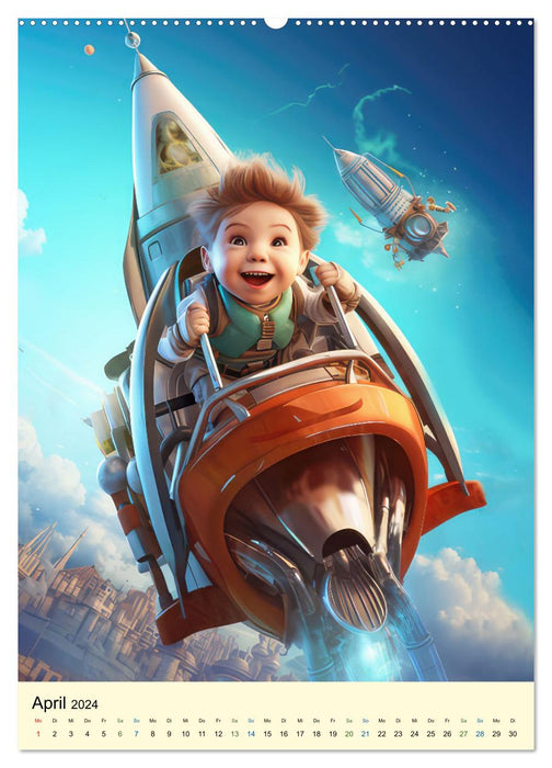 Raketenbabies - Humoristische KI-Bilder (CALVENDO Premium Wandkalender 2024)