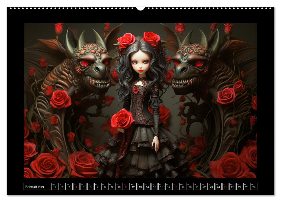 Little Gothic Queens. Surrealistische Illustrationen (CALVENDO Wandkalender 2024)