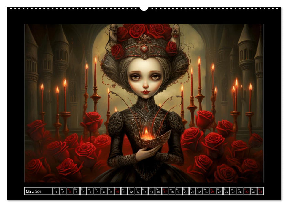 Little Gothic Queens. Surrealistische Illustrationen (CALVENDO Wandkalender 2024)
