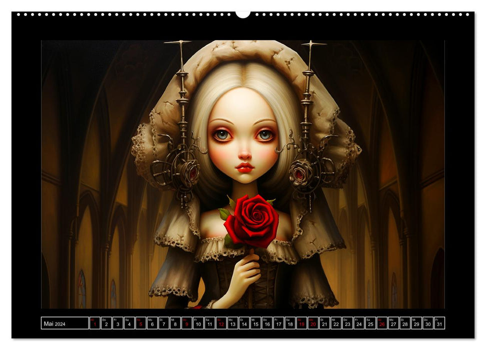 Little Gothic Queens. Surrealistische Illustrationen (CALVENDO Premium Wandkalender 2024)