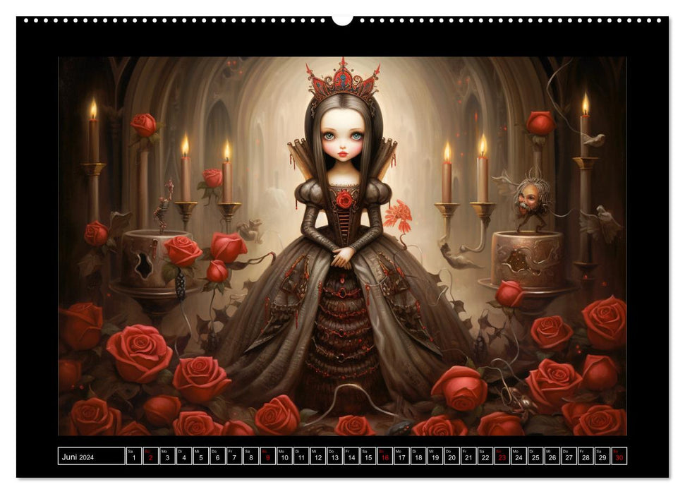 Little Gothic Queens. Surrealistische Illustrationen (CALVENDO Premium Wandkalender 2024)