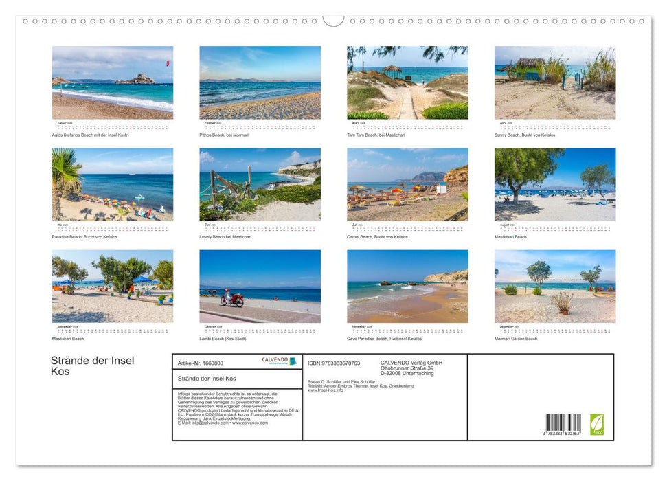 Beaches of the island of Kos (CALVENDO wall calendar 2024) 