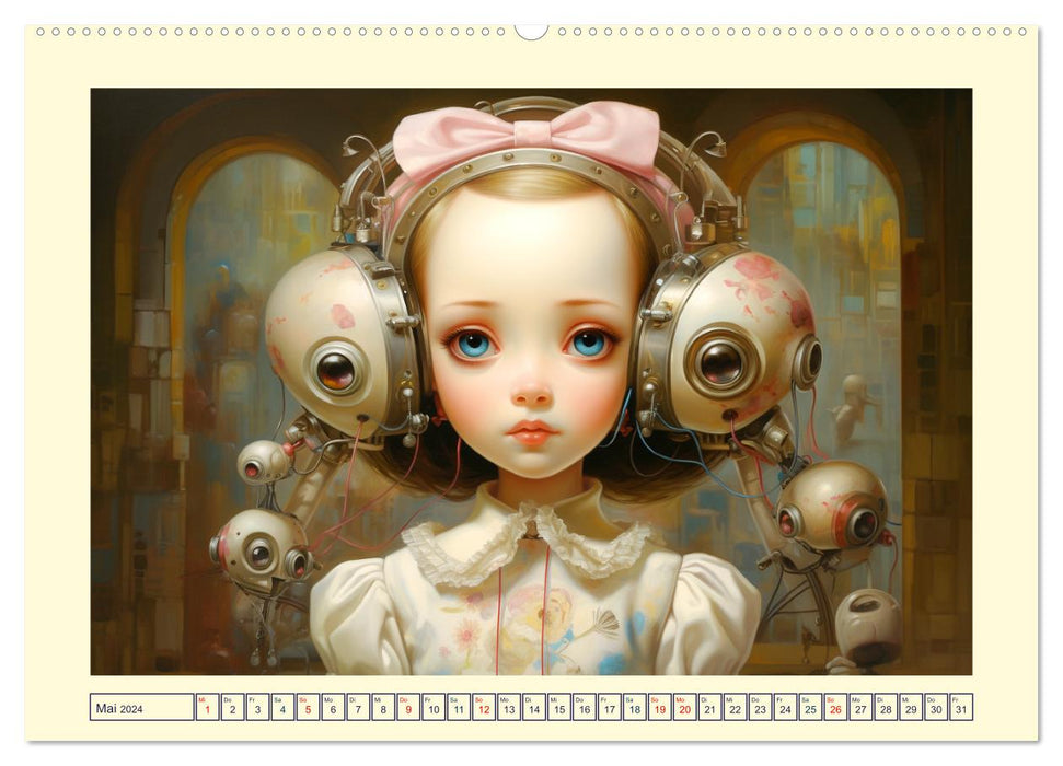 Roboter Puppen. Surrealistische Illustrationen (CALVENDO Wandkalender 2024)
