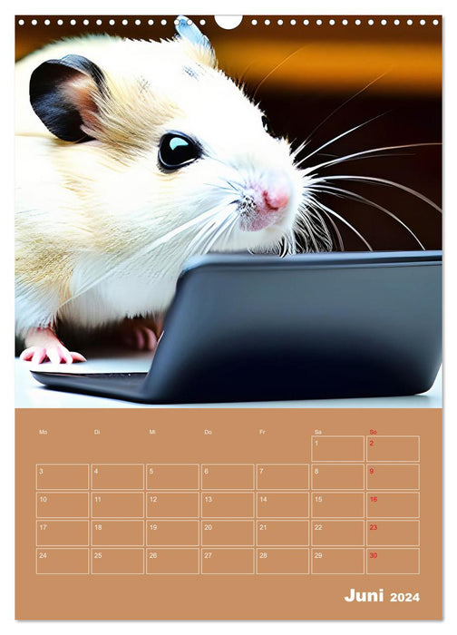 School Hamster - Eifrige KI Hamster präsentieren ihre Hamsterschule (CALVENDO Wandkalender 2024)