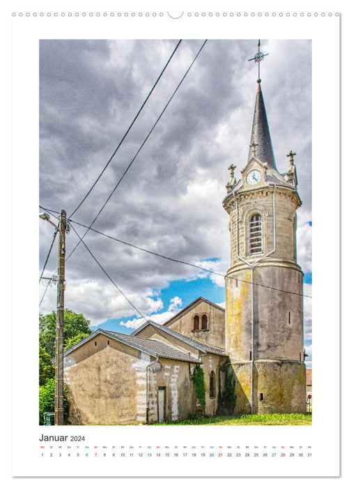 Églises à tours rondes - éléments architecturaux en France (Calendrier mural Premium CALVENDO 2024) 