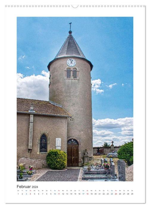 Églises à tours rondes - éléments architecturaux en France (Calendrier mural Premium CALVENDO 2024) 