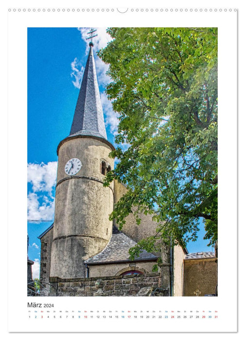 Églises à tours rondes - éléments architecturaux en France (Calendrier mural Premium CALVENDO 2024) 