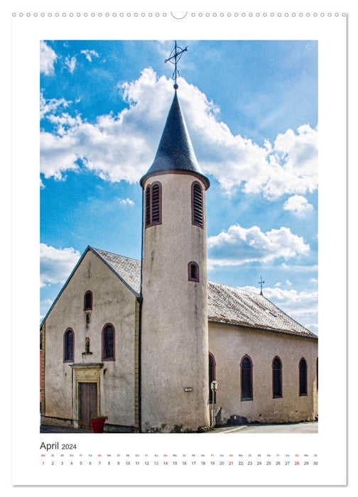 Églises à tours rondes - éléments architecturaux en France (Calendrier mural Premium CALVENDO 2024) 