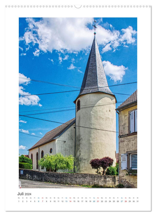 Églises à tours rondes - éléments architecturaux en France (Calendrier mural Premium CALVENDO 2024) 