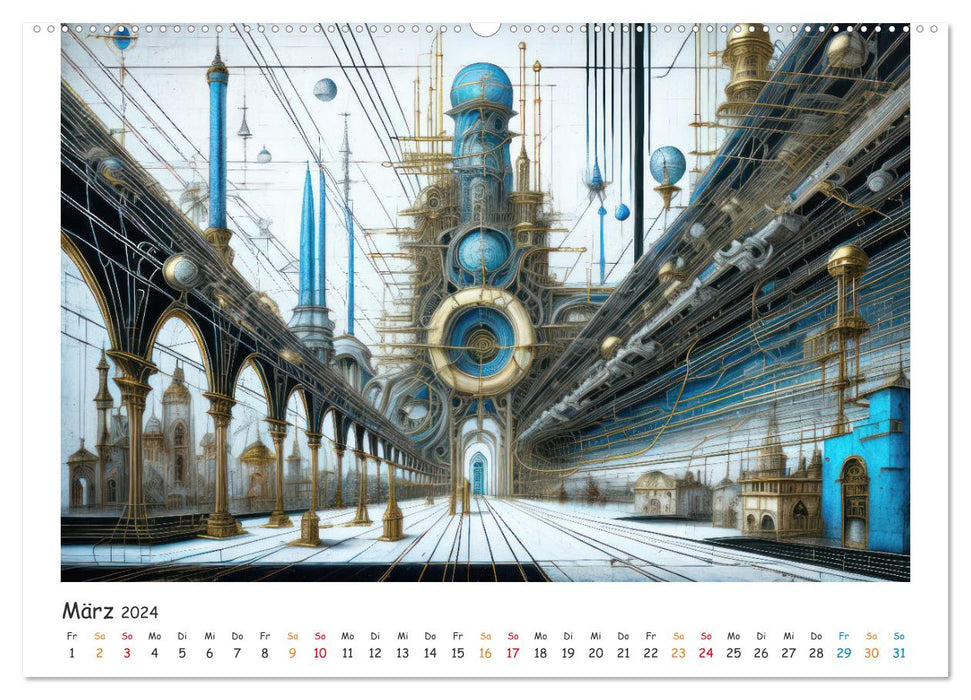 Mondes abstraits avec IA (calendrier mural CALVENDO 2024) 