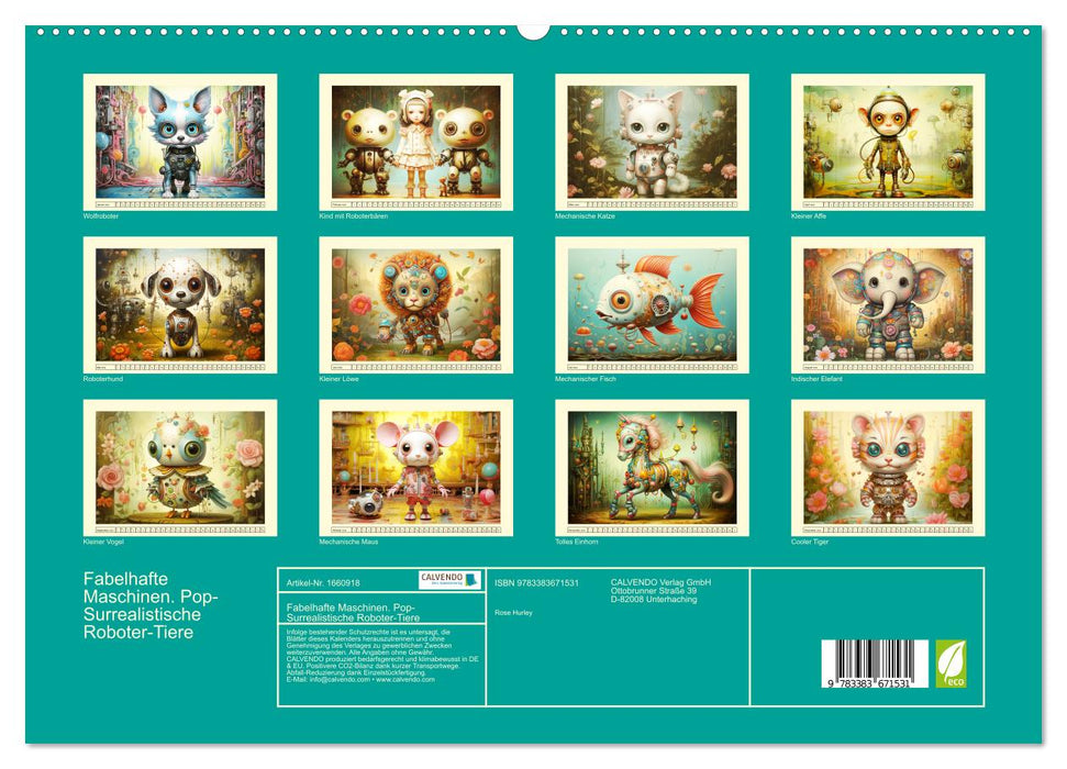 Des machines fabuleuses. Animaux robots surréalistes pop (Calvendo Premium Wall Calendar 2024) 