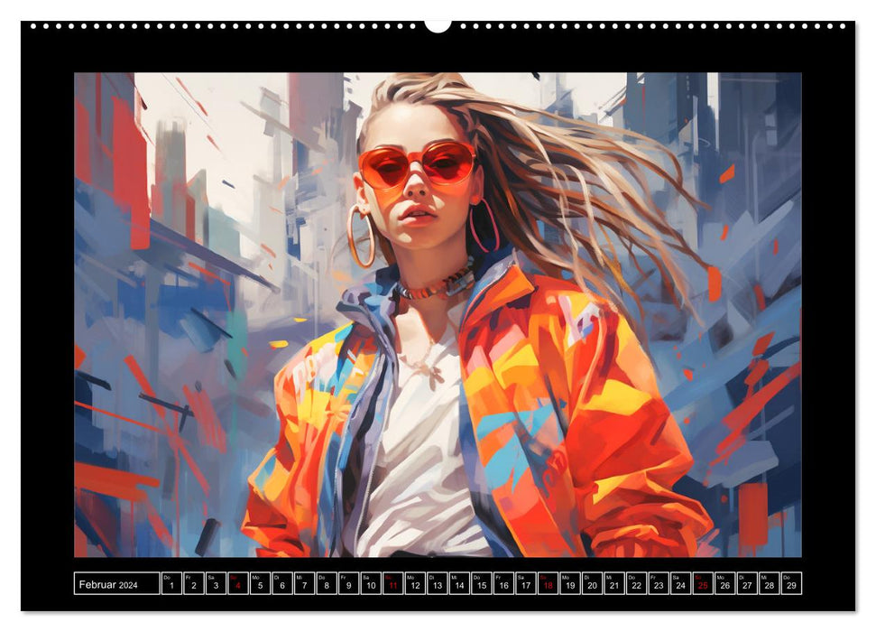 Urban girls. Paintings (CALVENDO Premium Wall Calendar 2024) 