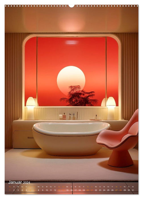 Bathtubs oases of well-being (CALVENDO wall calendar 2024) 