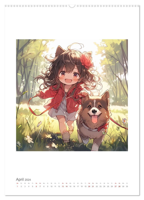 Manga Style Kinder (CALVENDO Premium Wandkalender 2024)