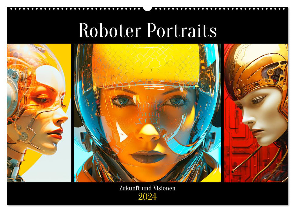 Roboter Portraits. Zukunft und Visionen (CALVENDO Wandkalender 2024)