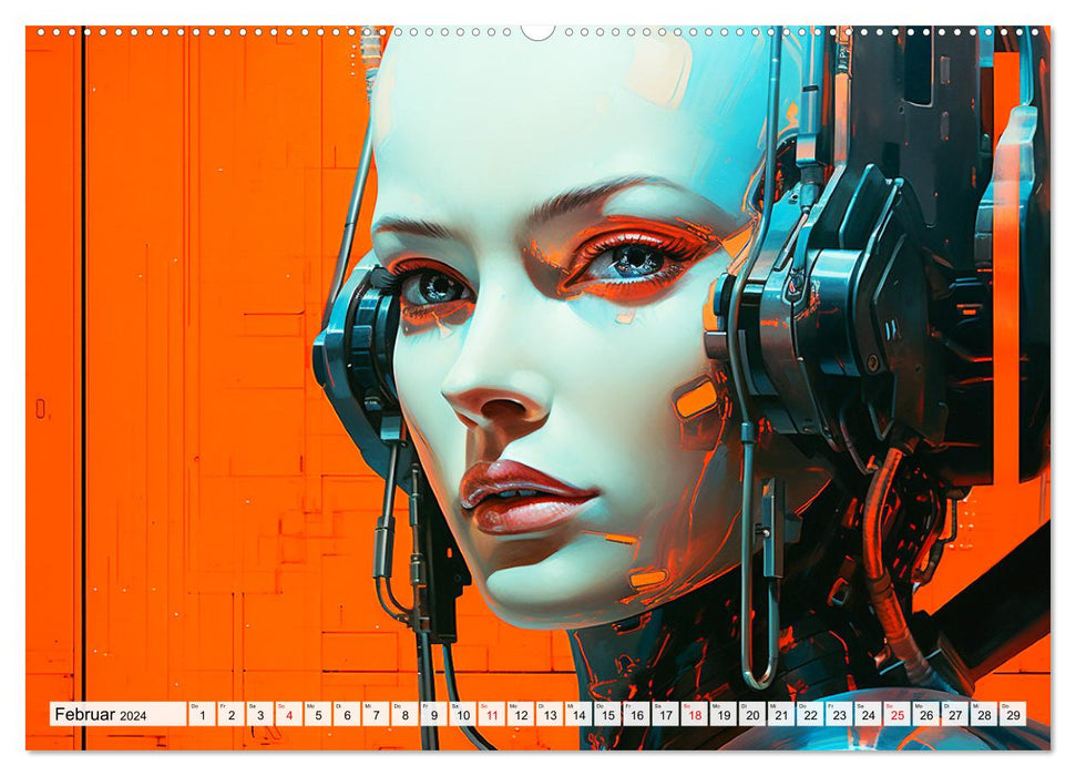 Roboter Portraits. Zukunft und Visionen (CALVENDO Premium Wandkalender 2024)