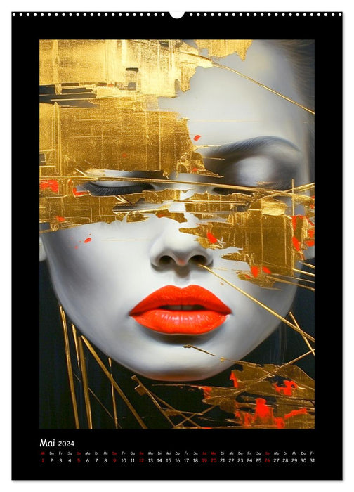 Goldene Portraits. Fusion von Kunst und Ästhetik (CALVENDO Premium Wandkalender 2024)