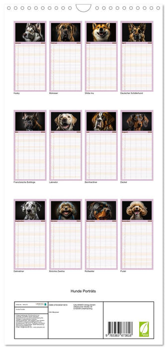 Hunde Porträts (CALVENDO Familienplaner 2024)