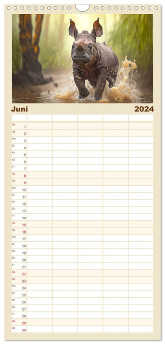 Baignade des enfants animaux (Agenda familial CALVENDO 2024) 