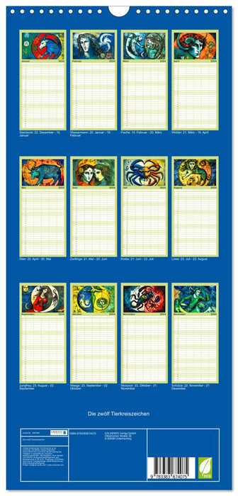 Die zwölf Tierkreiszeichen (CALVENDO Familienplaner 2024)