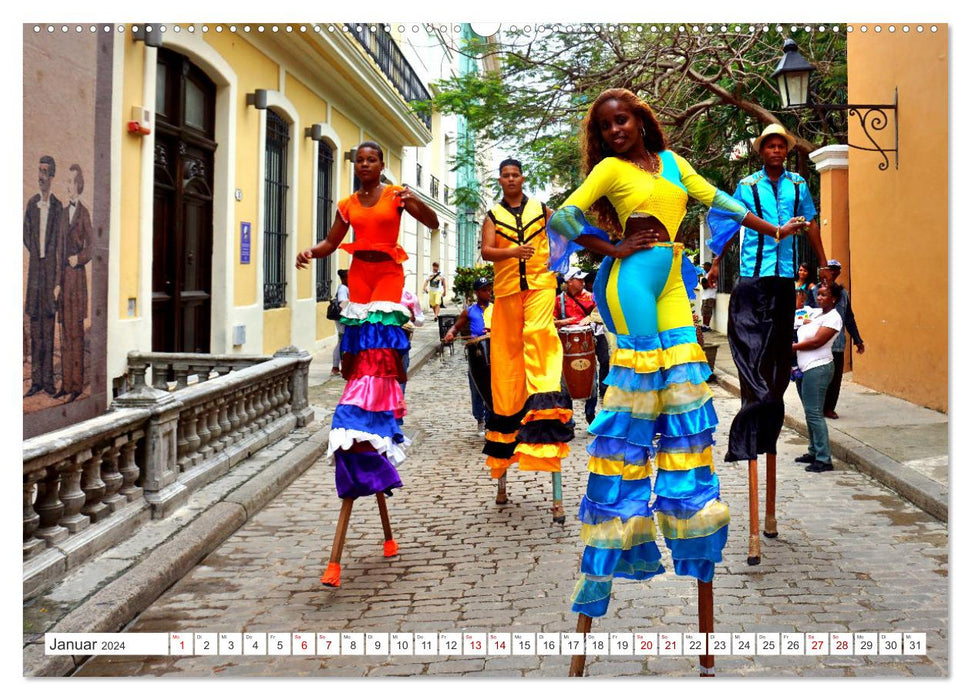 Let's dance in Cuba - Stilt dancers in Havana (CALVENDO wall calendar 2024) 