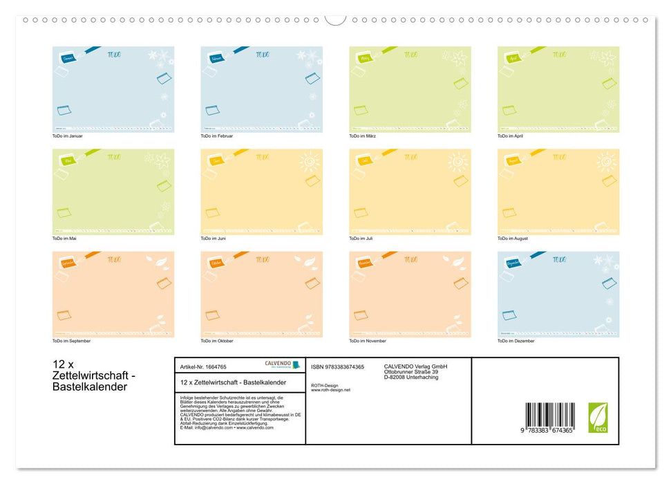 12 x Zettelwirtschaft - Bastelkalender (CALVENDO Premium Wandkalender 2024)