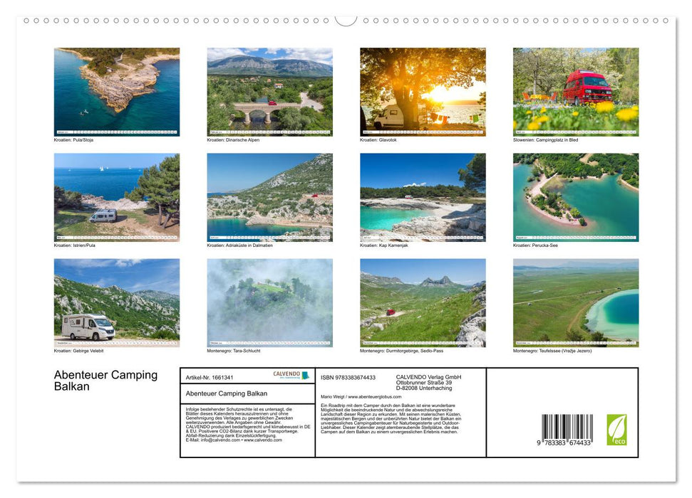 Camping Aventure Balkans (Calendrier mural CALVENDO Premium 2024) 