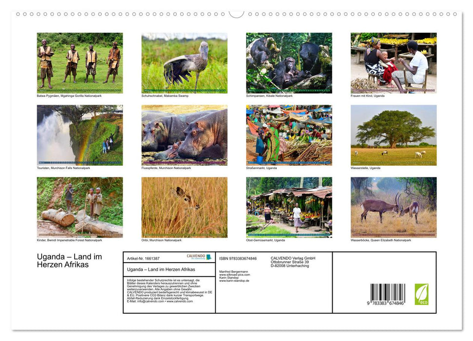 Ouganda – Pays au cœur de l’Afrique (Calvendo Premium Wall Calendar 2024) 
