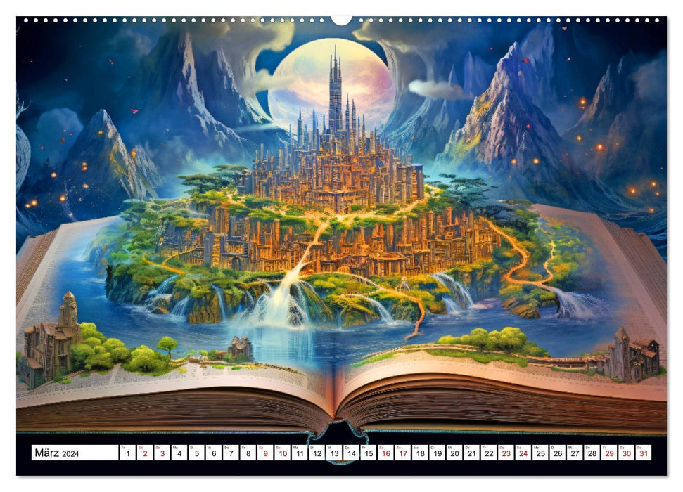Mystische Welten - Mit Büchern die Grenzen der Phantasie erweitern (CALVENDO Wandkalender 2024)