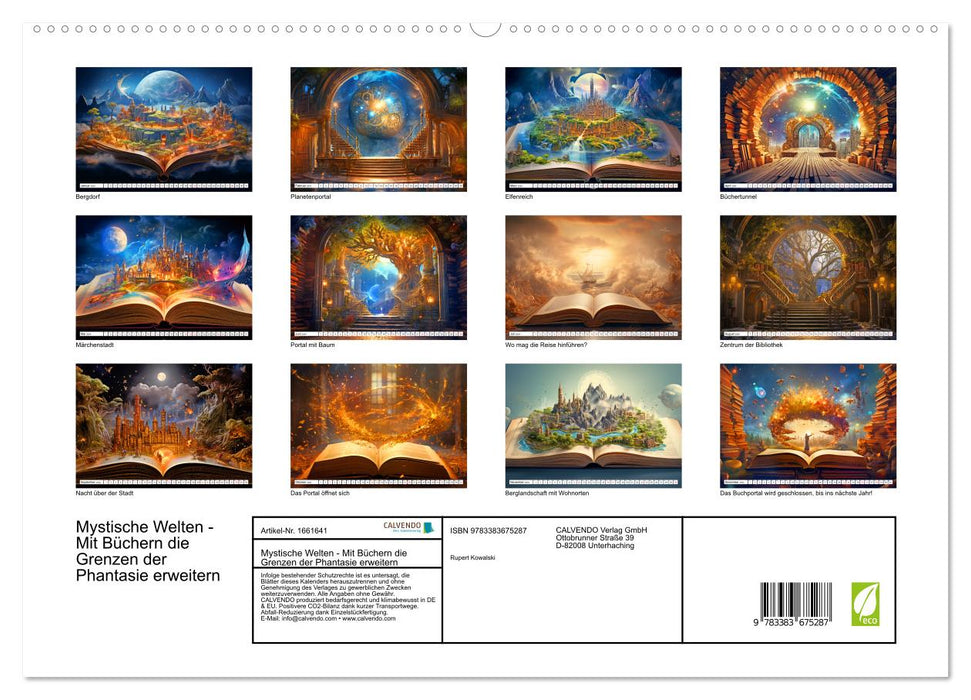 Mystical worlds - expanding the boundaries of imagination with books (CALVENDO Premium Wall Calendar 2024) 