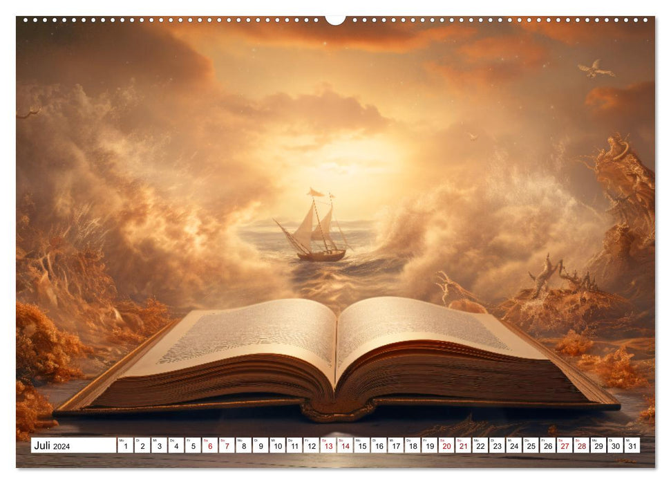Mondes mystiques - repousser les limites de l'imagination avec des livres (Calendrier mural CALVENDO Premium 2024) 