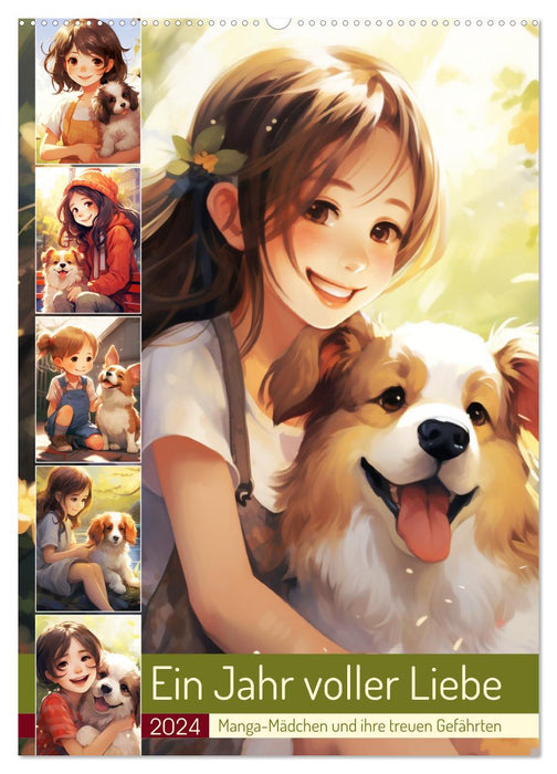 A year full of love. Manga girls and their loyal companions (CALVENDO wall calendar 2024) 
