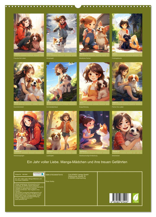 Une année pleine d'amour. Filles manga et leurs fidèles compagnons (Calendrier mural CALVENDO Premium 2024) 