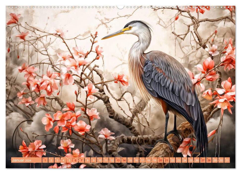 Buntes Treiben am Wasser - Fantasie Aquarelle der Tiere am Gewässer (CALVENDO Wandkalender 2024)