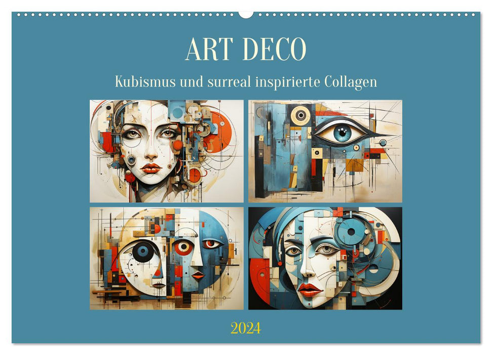 Art Déco. Cubisme et collages d'inspiration surréaliste (Calendrier mural CALVENDO 2024) 