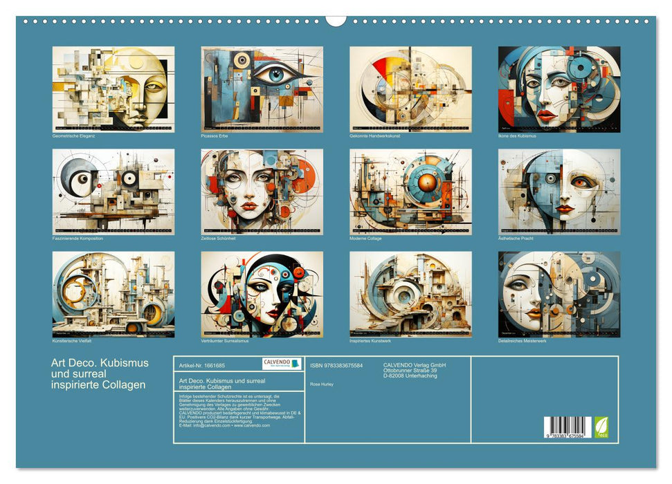 Art Déco. Cubisme et collages d'inspiration surréaliste (Calendrier mural CALVENDO 2024) 