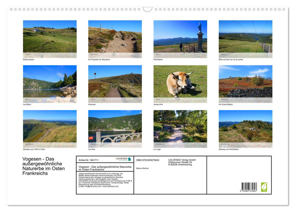 Vosges - The exceptional natural heritage in the east of France (CALVENDO wall calendar 2024) 