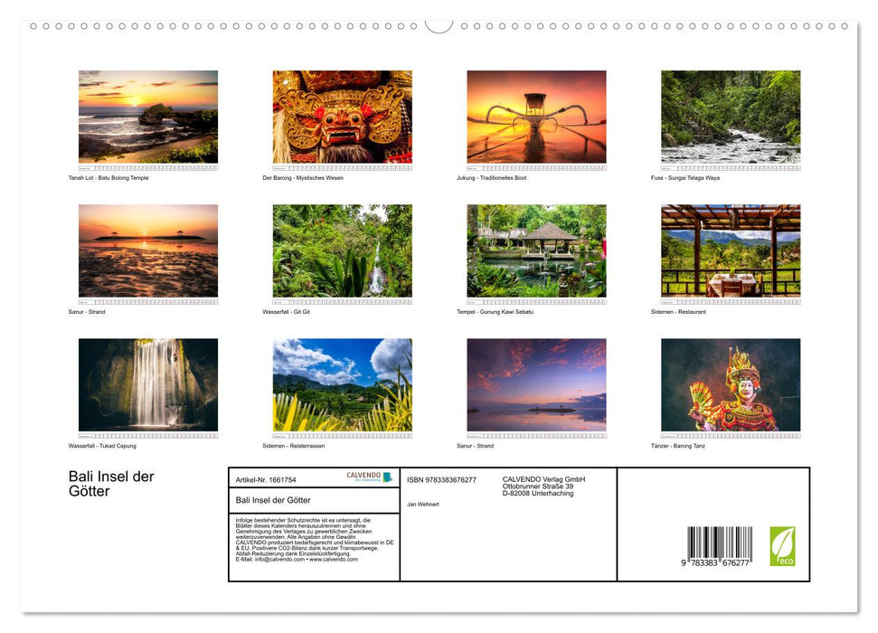 Bali Island of the Gods (CALVENDO Premium Wall Calendar 2024) 